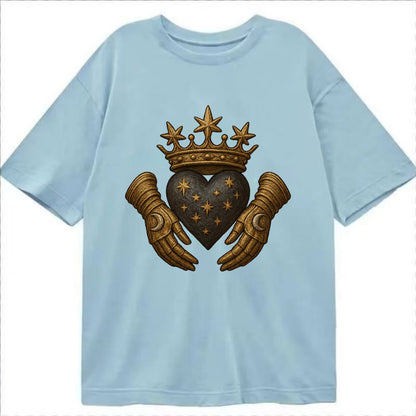 Ice crystal crown framing a frosted heart with fur-trimmed winter hands embracing - Classic T-shirt - Light Blue