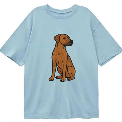 Rhodesian Ridgeback - Red wheaten embroidered pose - Classic T-shirt - Light Blue