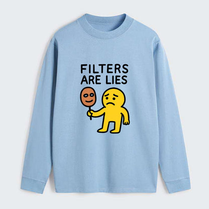 FILTERS ARE LIES | Mask arguing with face - Classic Long Sleeve Shirt - Light Blue