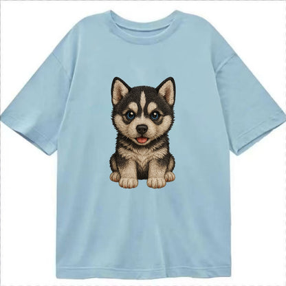 Baby Siberian Husky Puppy - blue or bi-colored eyes, fluffy coat, wolf-like, - Classic T-shirt - Light Blue