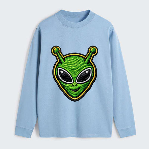ALIEN MARTIAN - green alien with antenna in green , little green man - Classic Long Sleeve Shirt