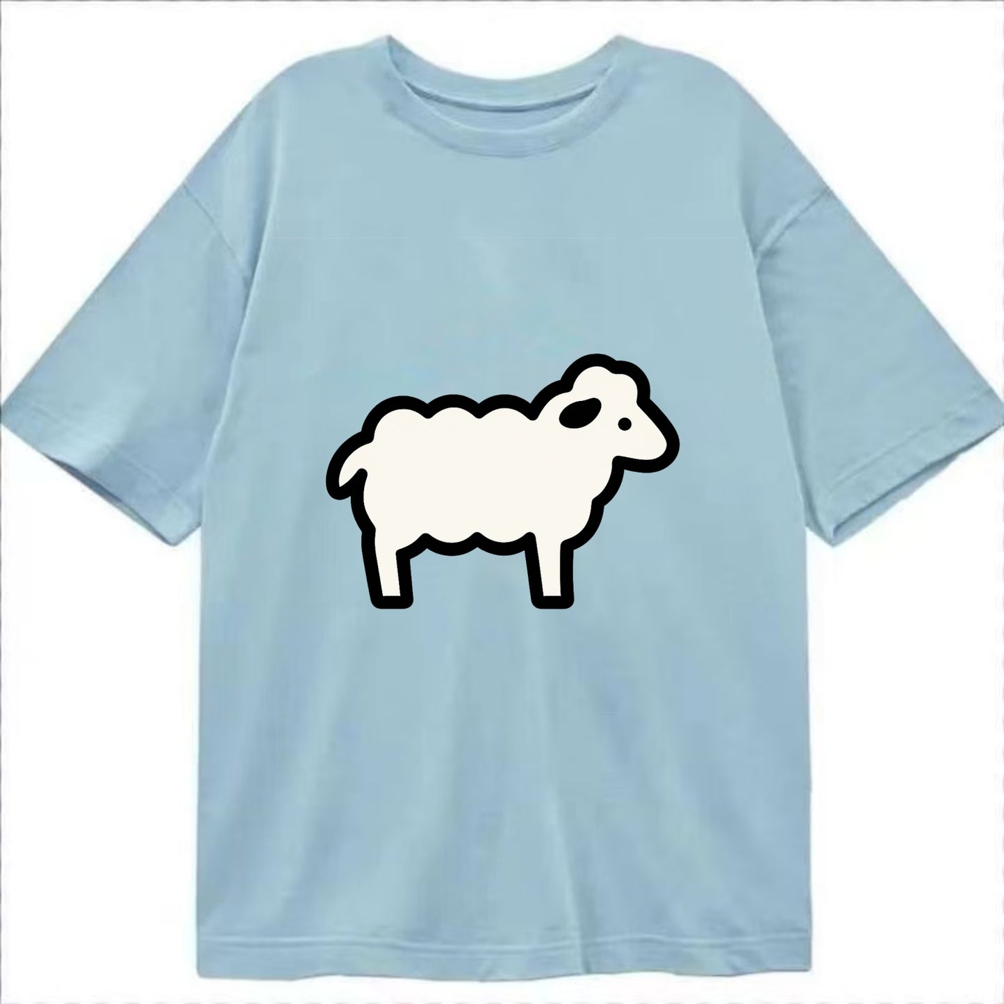 Sheep - White fluffy wool flat side profile - Classic T-shirt - Light Blue