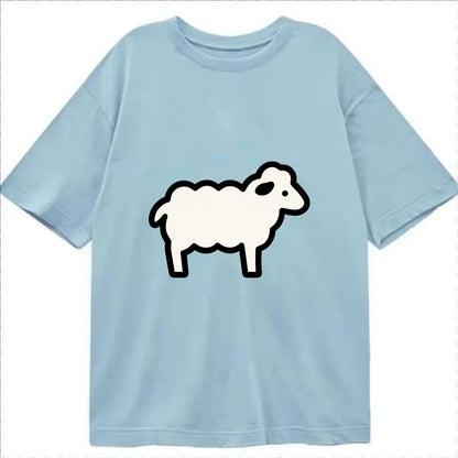 Sheep - White fluffy wool flat side profile - Classic T-shirt - Light Blue
