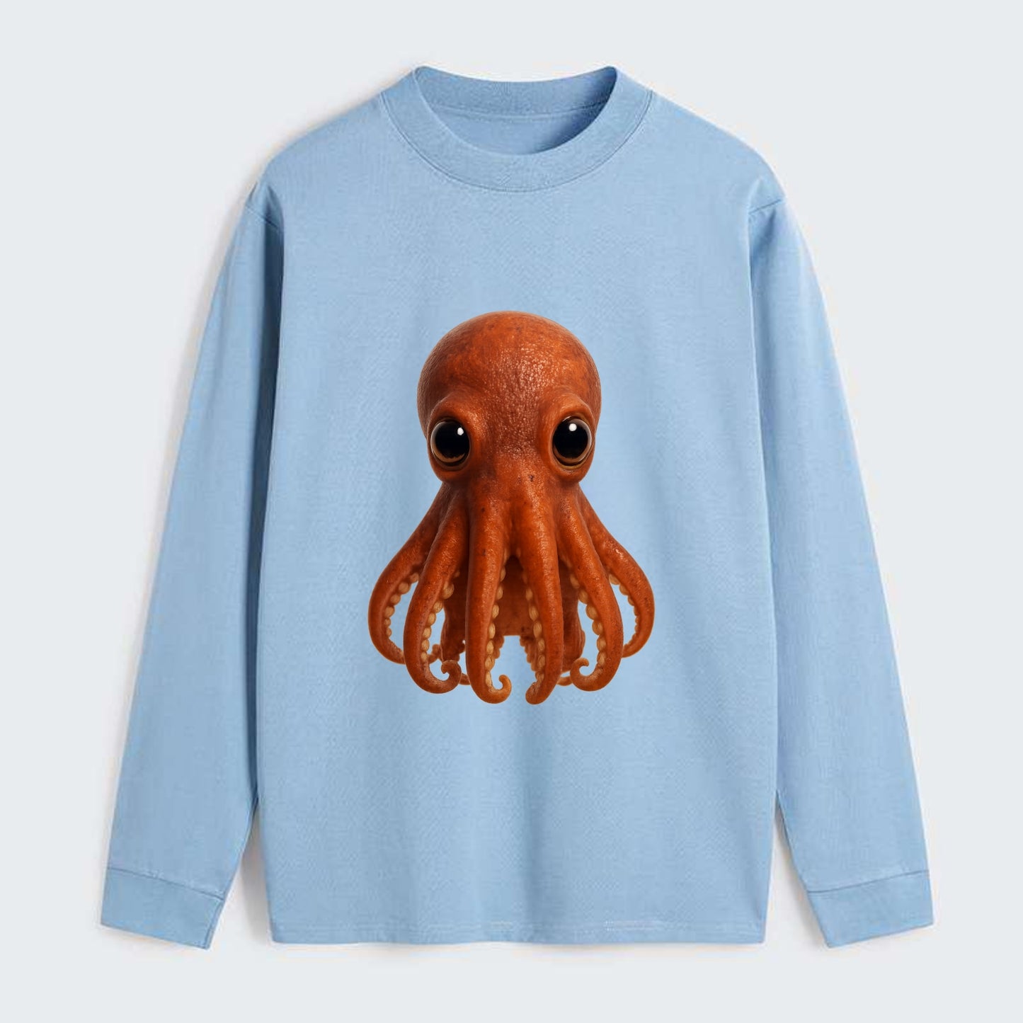 Baby Giant Pacific Octopus - reddish, smaller tentacles, expressive - Classic Long Sleeve Shirt - Light Blue