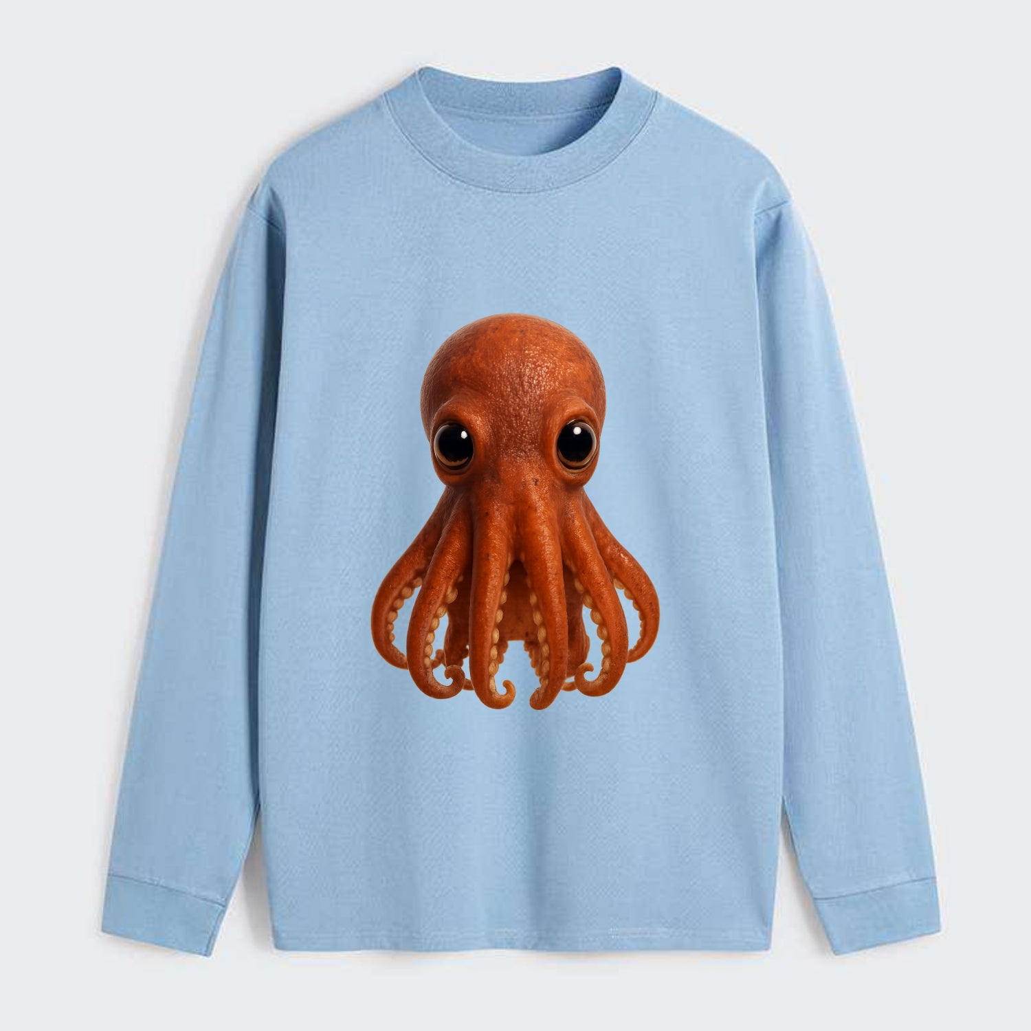 Baby Giant Pacific Octopus - reddish, smaller tentacles, expressive - Classic Long Sleeve Shirt - Light Blue