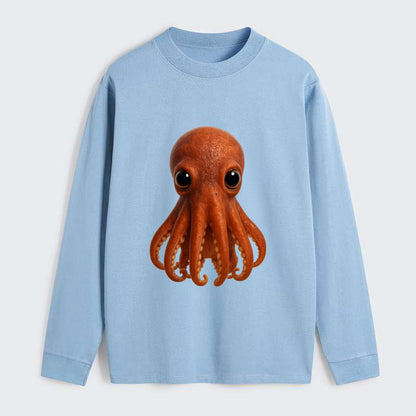 Baby Giant Pacific Octopus - reddish, smaller tentacles, expressive - Classic Long Sleeve Shirt - Light Blue