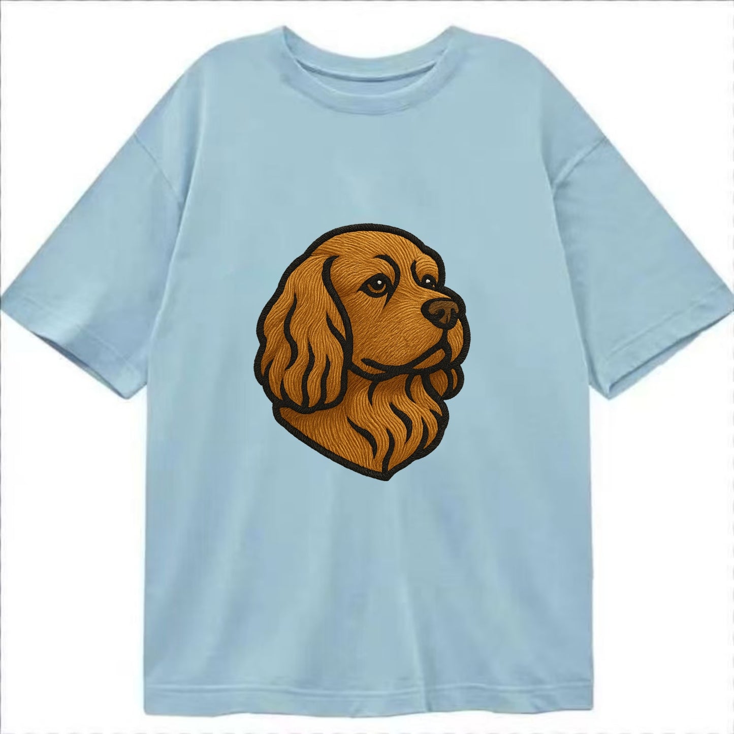 Sussex Spaniel - Golden liver embroidered low-set design - Classic T-shirt - Light Blue