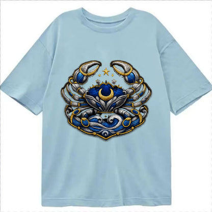 CANCER CRAB - protective crab in silver and blue , water sign - Classic T-shirt - Light Blue