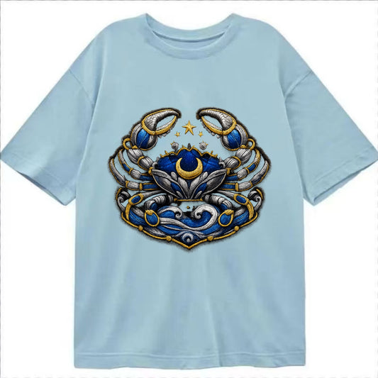 CANCER CRAB - protective crab in silver and blue , water sign - Classic T-shirt - Light Blue