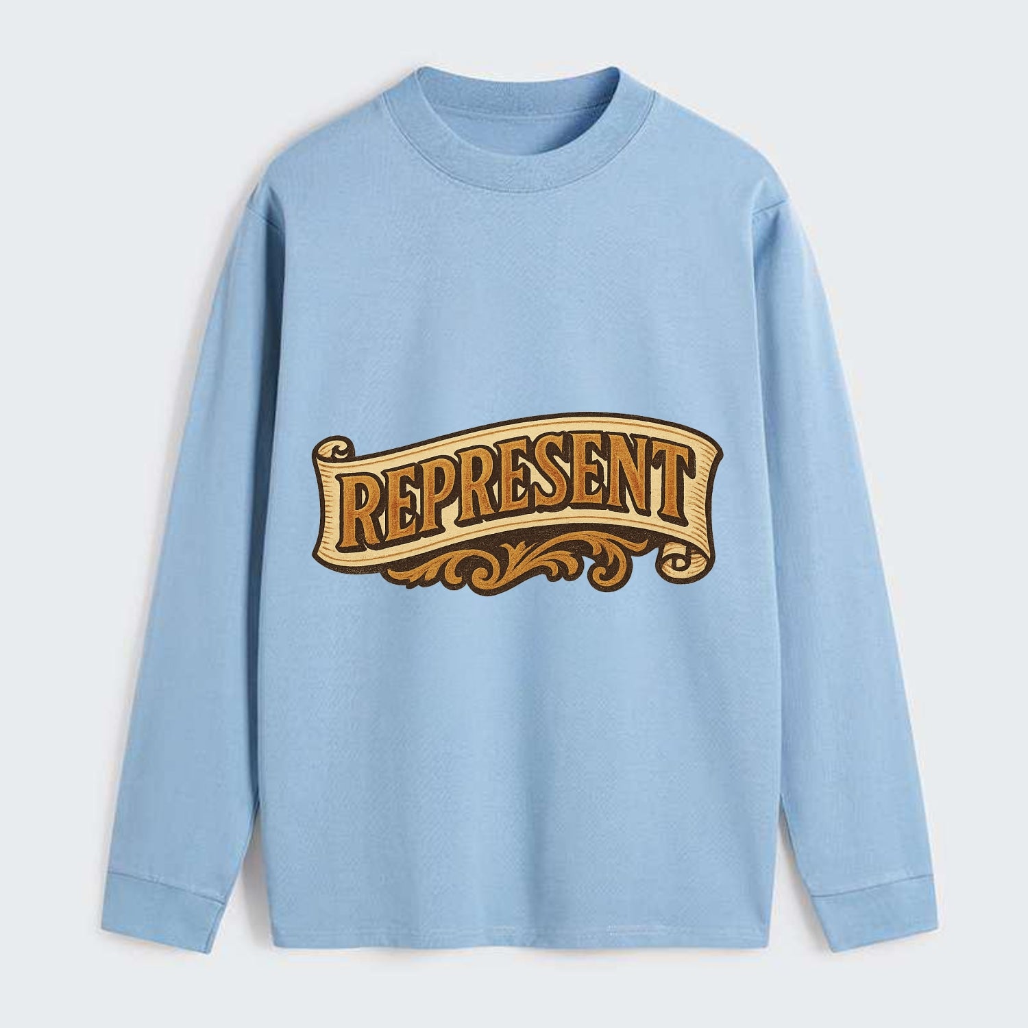 Bold typography design - "REPRESENT" - showing where you from - Classic Long Sleeve Shirt - Light Blue