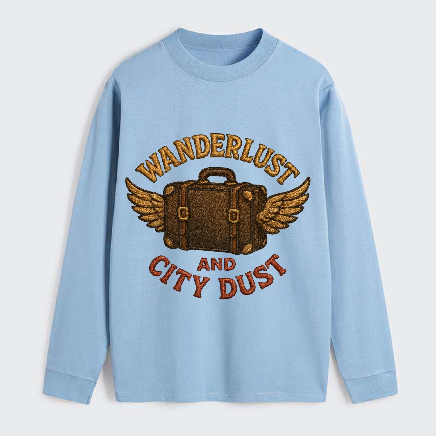 Wanderlust And City Dust  - Classic Long Sleeve Shirt - Light Blue
