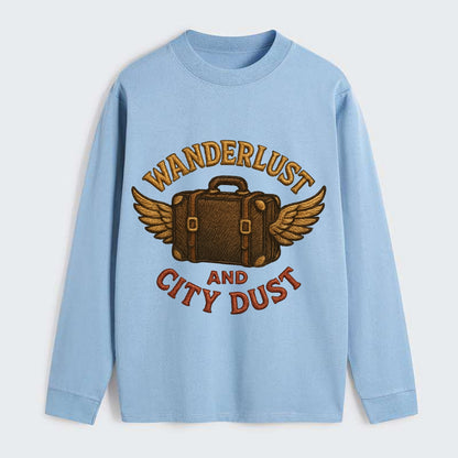 Wanderlust And City Dust  - Classic Long Sleeve Shirt - Light Blue