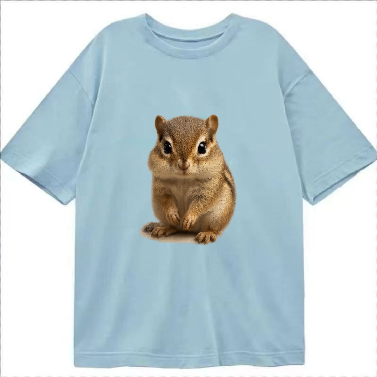 Baby Chipmunk - striped back, cheek pouches, tiny paws, bright eyes, - Classic T-shirt - Light Blue