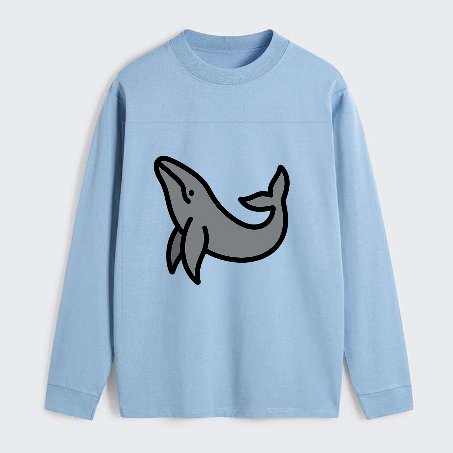 Humpback Whale - Gray breaching pose flat side profile - Classic Long Sleeve Shirt - Light Blue
