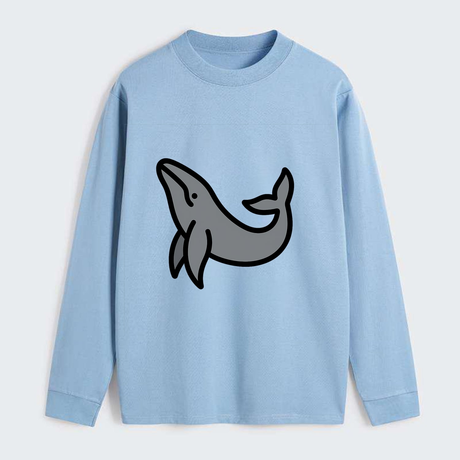Humpback Whale - Gray breaching pose flat side profile - Classic Long Sleeve Shirt - Light Blue