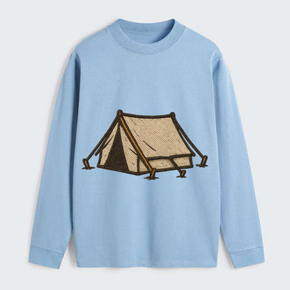 Camping Tent  - Classic Long Sleeve Shirt - Light Blue