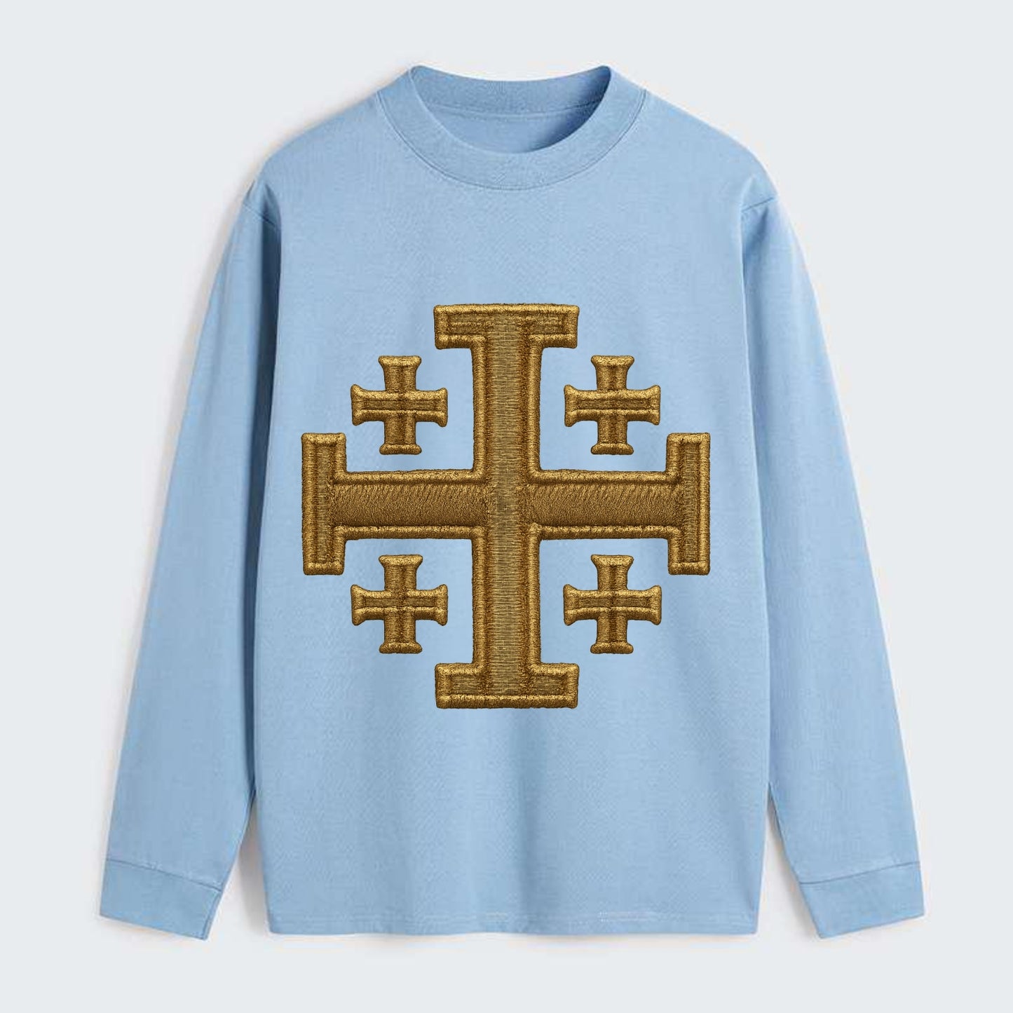Jerusalem Cross  - Classic Long Sleeve Shirt - Light Blue