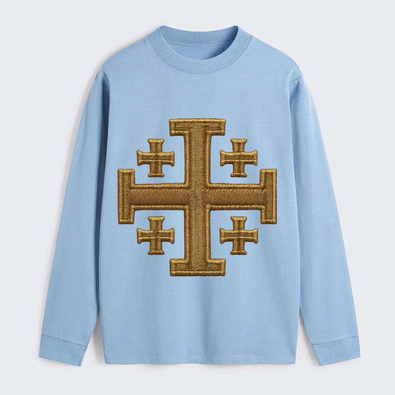 Jerusalem Cross  - Classic Long Sleeve Shirt - Light Blue