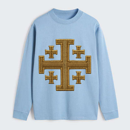 Jerusalem Cross  - Classic Long Sleeve Shirt - Light Blue