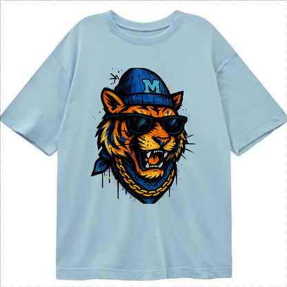 Memphis Tiger wearing Memphis beanie with M patch - Classic T-shirt - Light Blue