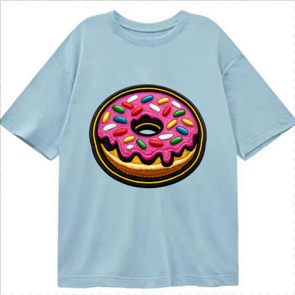 DONUT SPRINKLES - glazed donut with sprinkles in pink and rainbow , sweet treat - Classic T-shirt - Light Blue