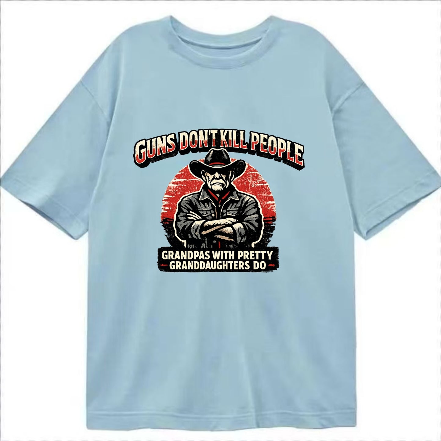 Grandpas Pretty Granddaughters - Cowboy - Classic T-shirt - Light Blue