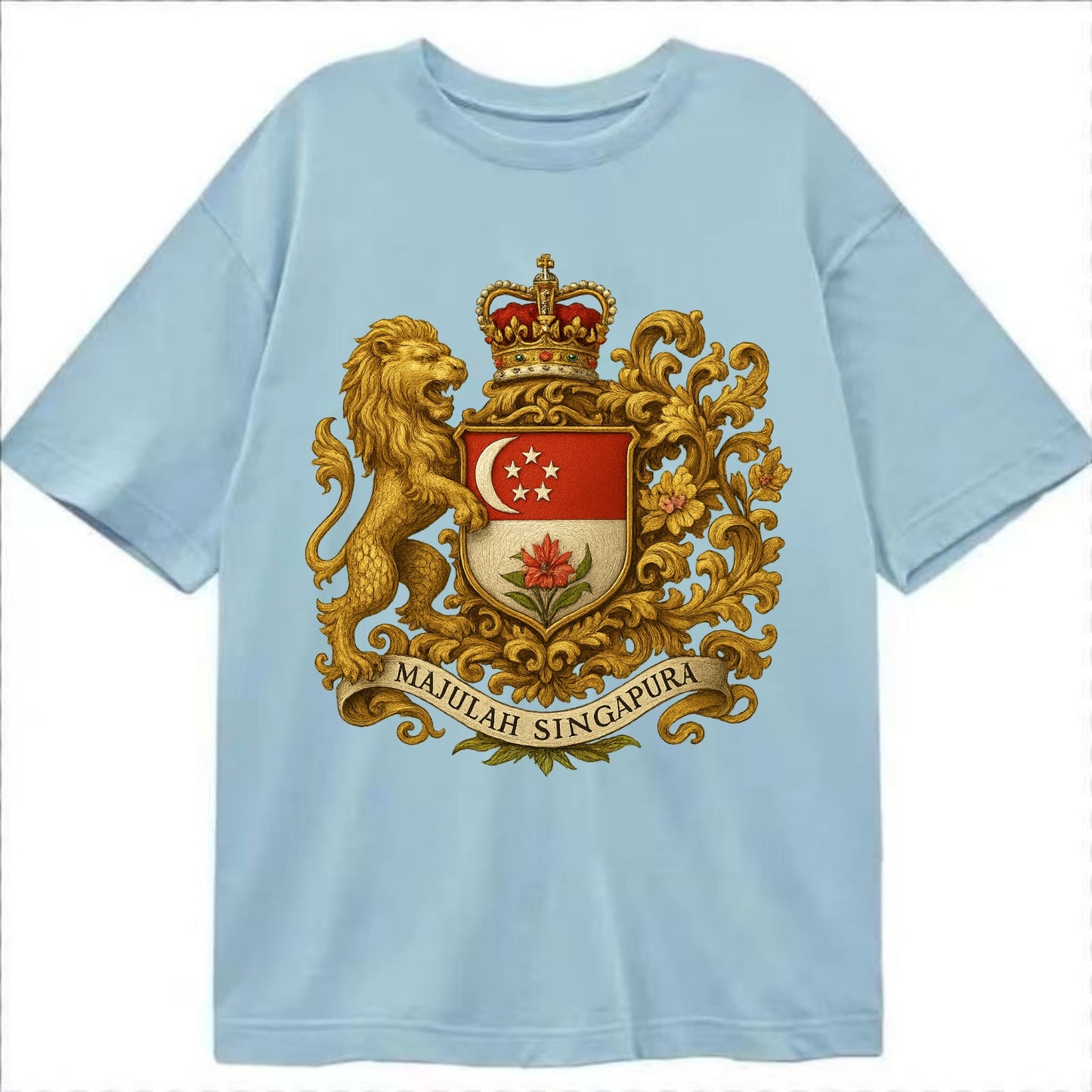 Singapore Merlion Emblem  - Classic T-shirt - Light Blue