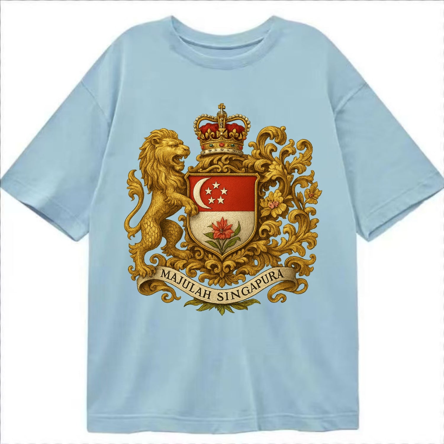 Singapore Merlion Emblem  - Classic T-shirt - Light Blue
