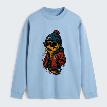 Tulsa Hurricane wearing Tulsa beanie with TU patch - Classic Long Sleeve Shirt - Light Blue