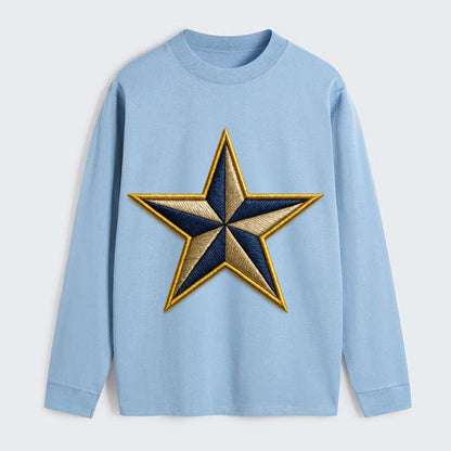Nautical Star  - Classic Long Sleeve Shirt - Light Blue