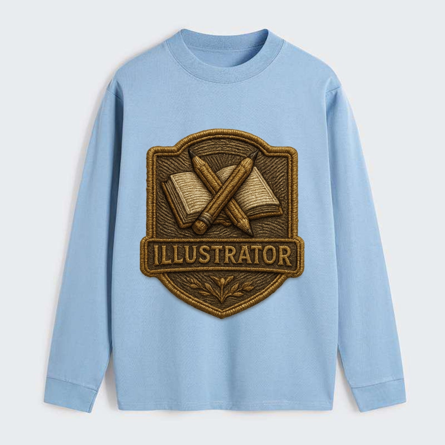Pencils and sketchbook - illustrator badge - Classic Long Sleeve Shirt - Light Blue