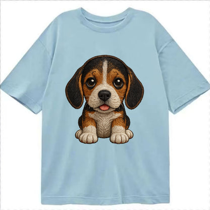 Baby Beagle Puppy - tricolor coat, long droopy ears, big pleading eyes, - Classic T-shirt - Light Blue