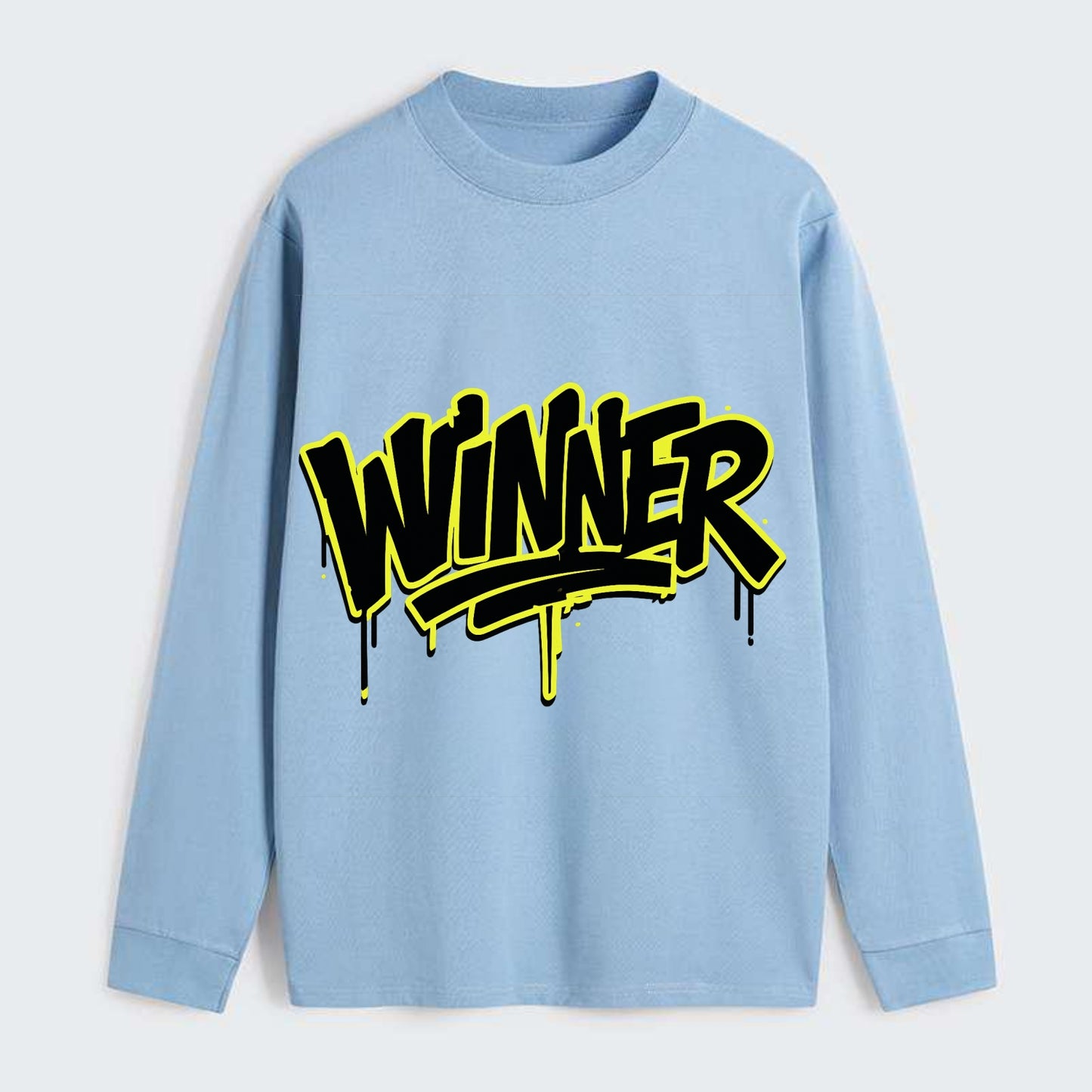 Bold typography design - "WINNER" - victorious mindset, champion - Classic Long Sleeve Shirt - Light Blue