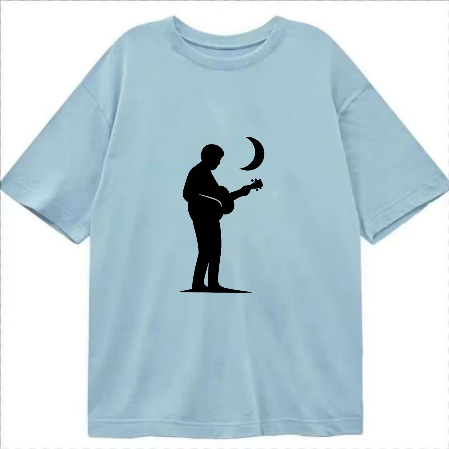 Guitarist playing acoustic under moonlight - Classic T-shirt - Light Blue