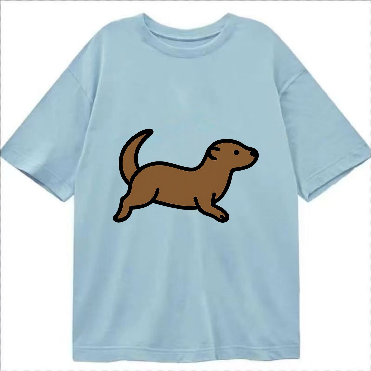 Otter - Brown sleek swimming pose flat side profile - Classic T-shirt - Light Blue