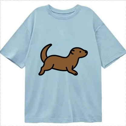 Otter - Brown sleek swimming pose flat side profile - Classic T-shirt - Light Blue