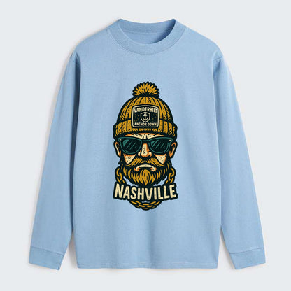 Nashville Commodore wearing Vanderbilt beanie with anchor patch - Classic Long Sleeve Shirt - Light Blue