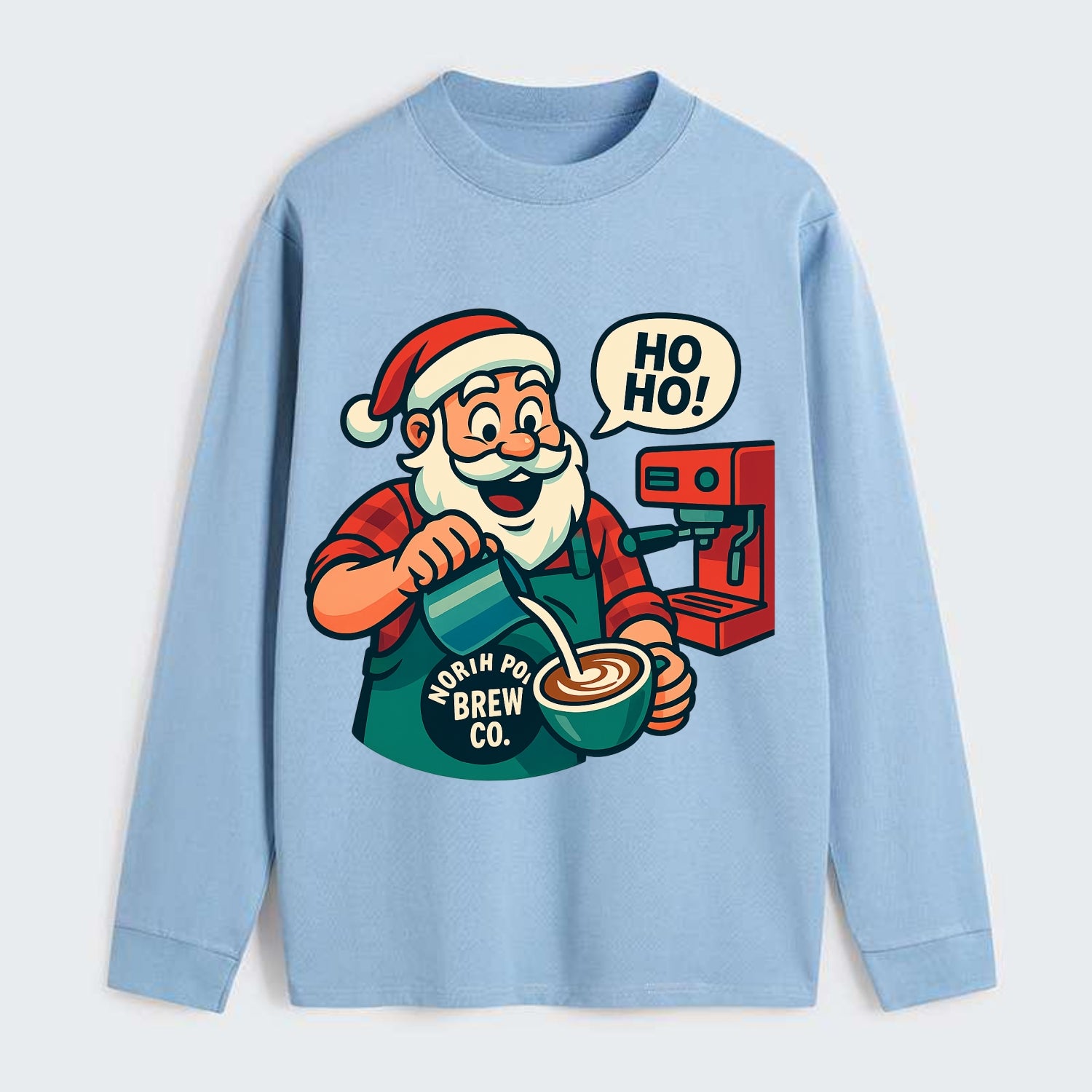 Santa Barista - Classic Long Sleeve Shirt - Light Blue