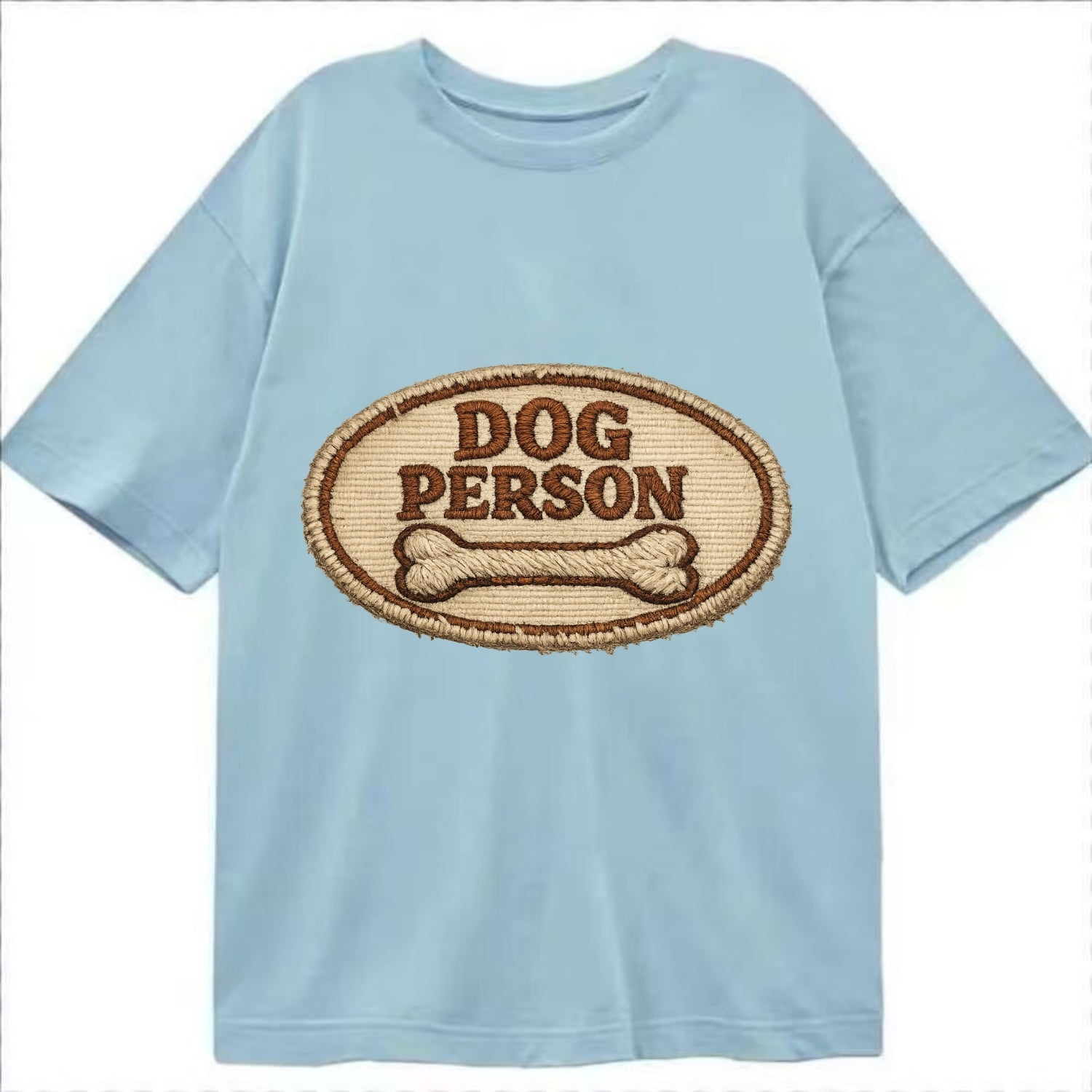 DOG PERSON - simple text with bone in brown , team dog - Classic T-shirt - Light Blue