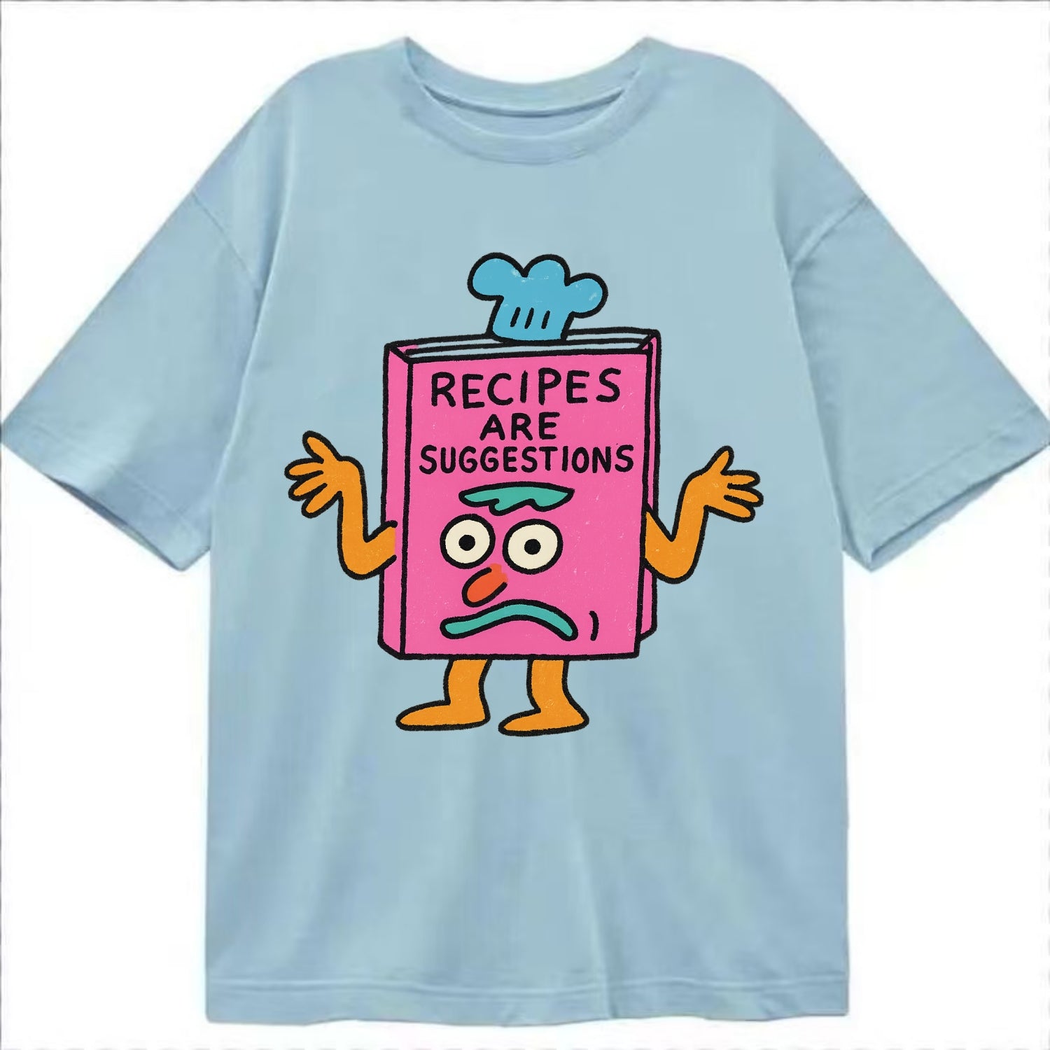 RECIPES ARE SUGGESTIONS | Cookbook shrugging - Classic T-shirt - Light Blue