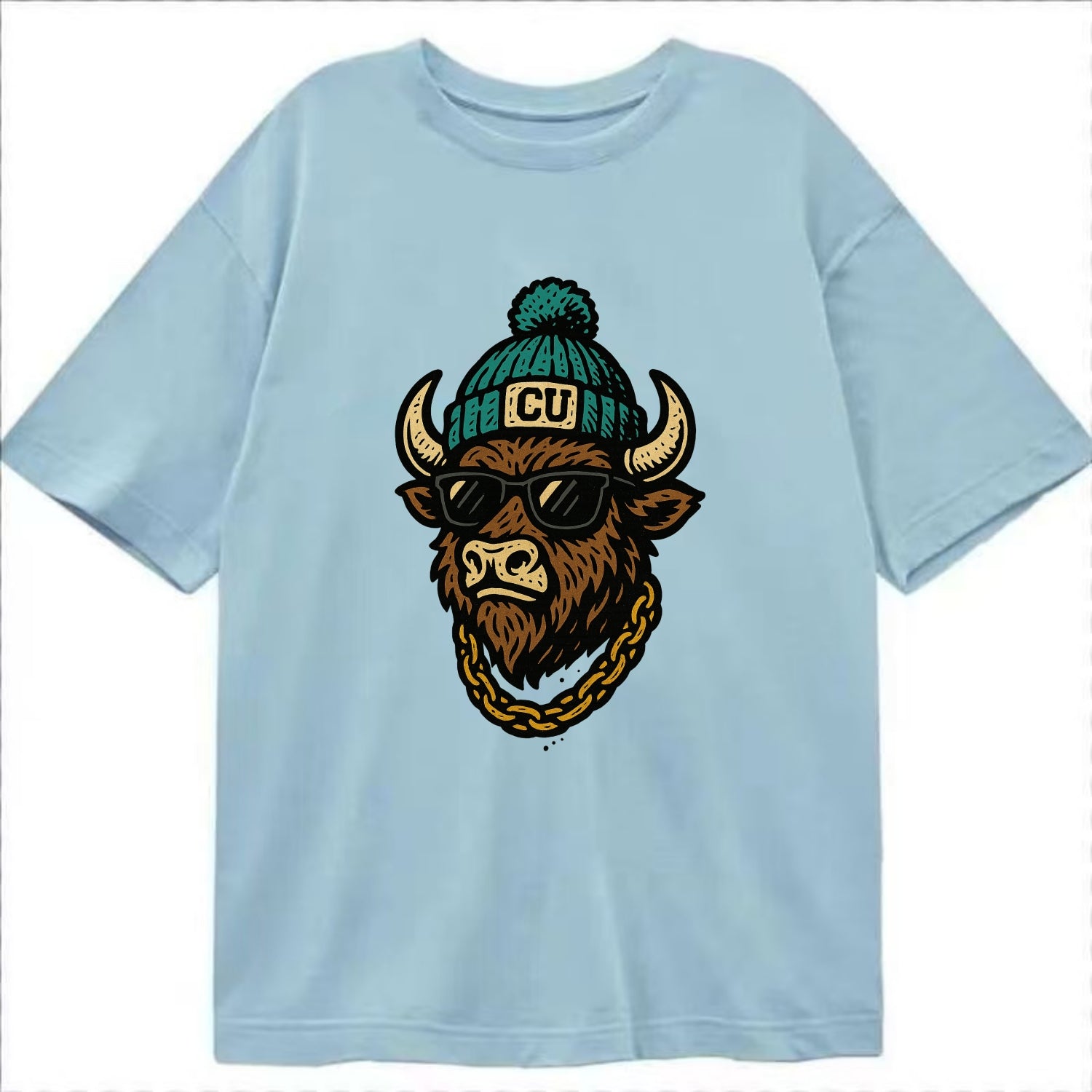Boulder Ralphie wearing Colorado beanie with CU patch - Classic T-shirt - Light Blue
