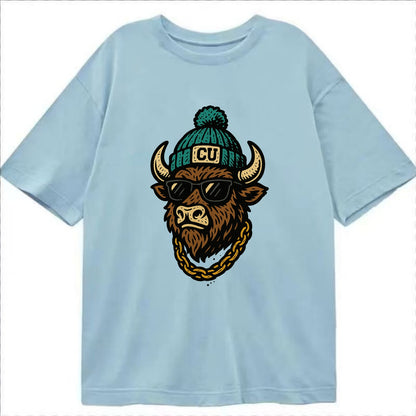 Boulder Ralphie wearing Colorado beanie with CU patch - Classic T-shirt - Light Blue