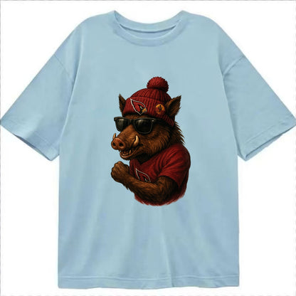 Arizona Javelina wearing Cardinals beanie with desert patch and wayfarer - Classic T-shirt - Light Blue