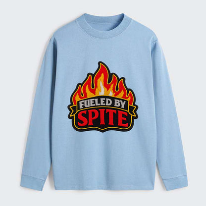 FUELED BY SPITE - fire with text in black and red , petty motivation - Classic Long Sleeve Shirt - Light Blue