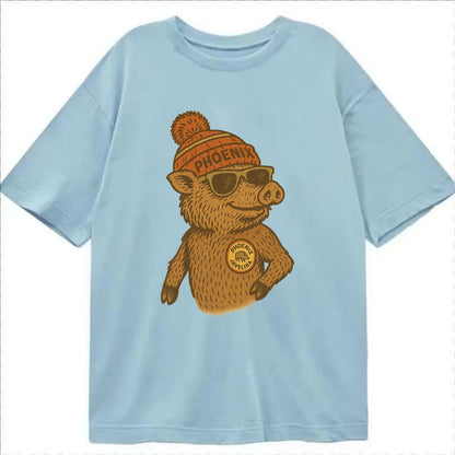 Phoenix Javelina wearing Phoenix beanie with pom pom and wayfarer sunglasses - Classic T-shirt - Light Blue