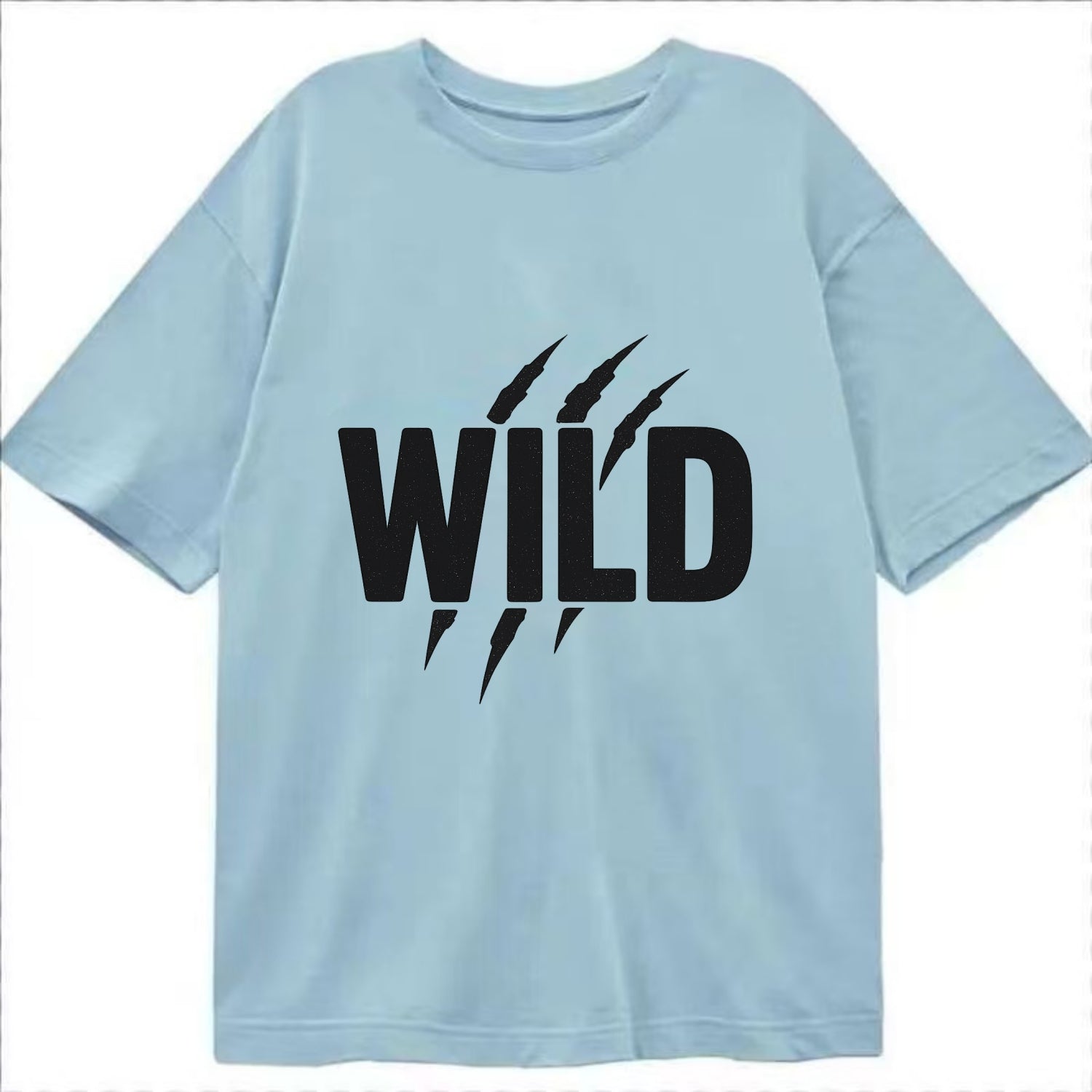 Bold typography design - "WILD" - untamed, natural, free - Classic T-shirt - Light Blue
