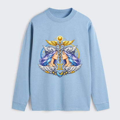 MERCURY WINGS | Winged messenger symbol | Caduceus staff | Swift - Classic Long Sleeve Shirt - Light Blue