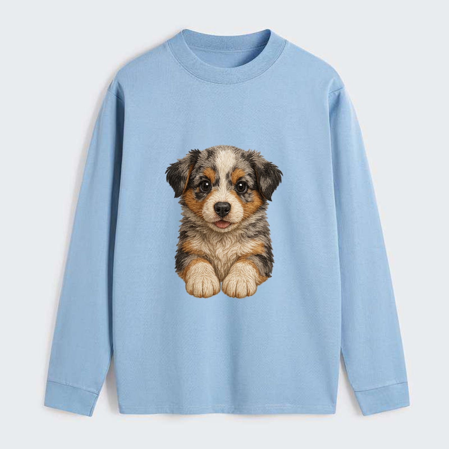 Baby Australian Shepherd Puppy - merle coat, bright eyes, fluffy, - Classic Long Sleeve Shirt - Light Blue