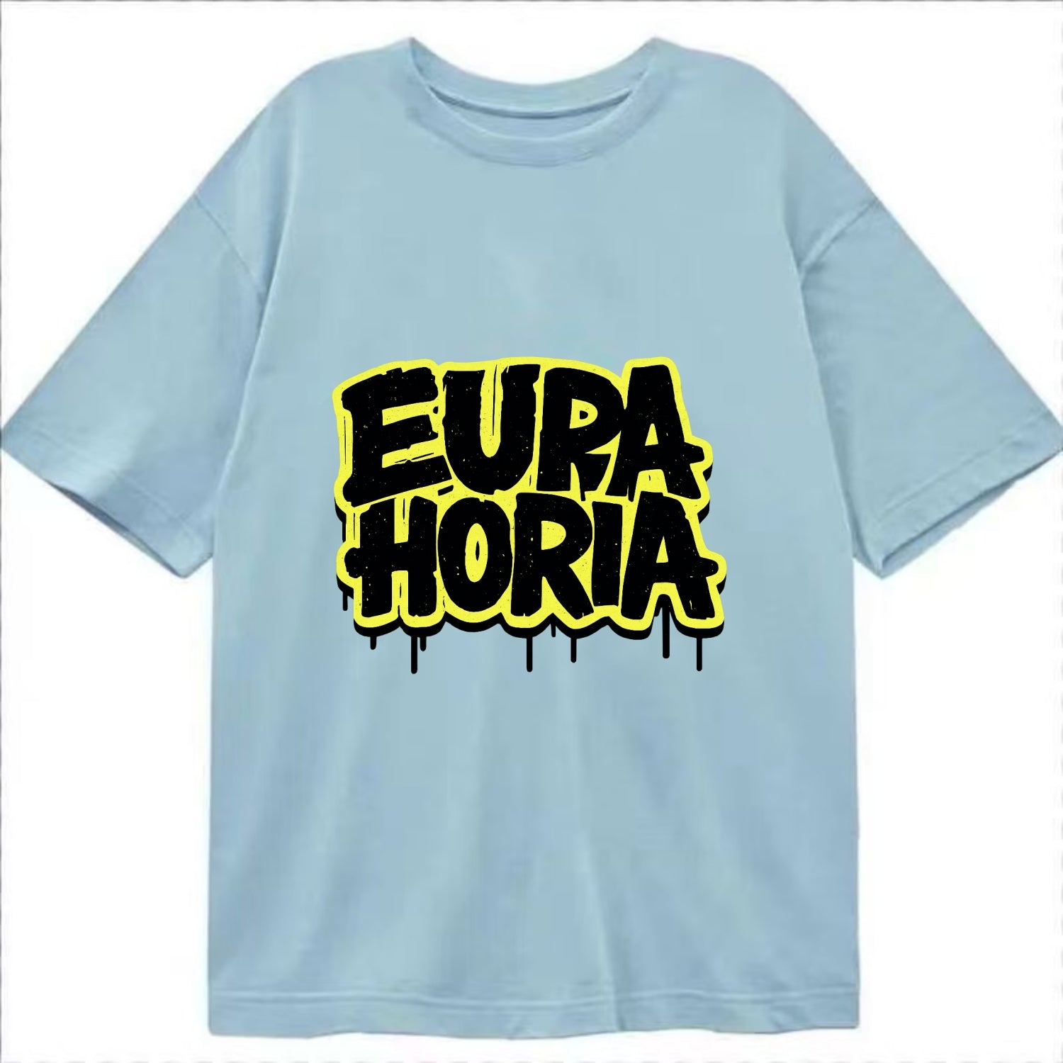 Bold typography design - "EUPHORIA" - intense happiness, ecstasy - Classic T-shirt - Light Blue