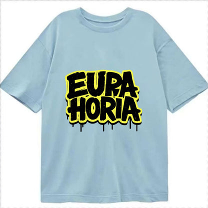 Bold typography design - "EUPHORIA" - intense happiness, ecstasy - Classic T-shirt - Light Blue